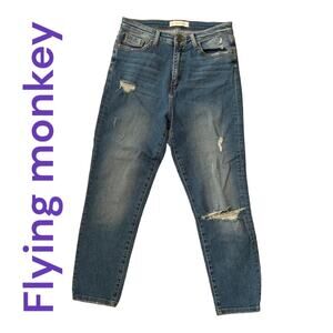 Flying monkey mom fit ankle jeans size 27 distressed regular wash